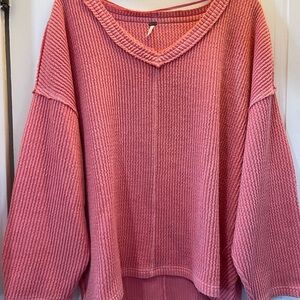 Free People Textured Rose Long Sleeve Top